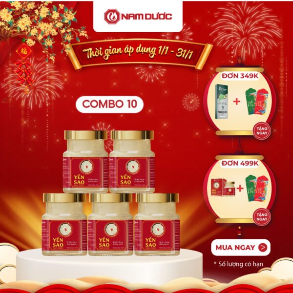 [COMBO 10 hộp] Yến sào Nam Dược, tổ yến chưng đường phèn, hộp 1 lọ 70ml
