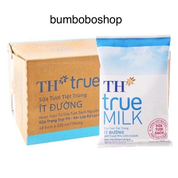 Thùng 48 bịch sữa TH true milk có đường/ít đường/không đường 220ml